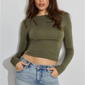 Garage Olive Green Long Sleeve Top